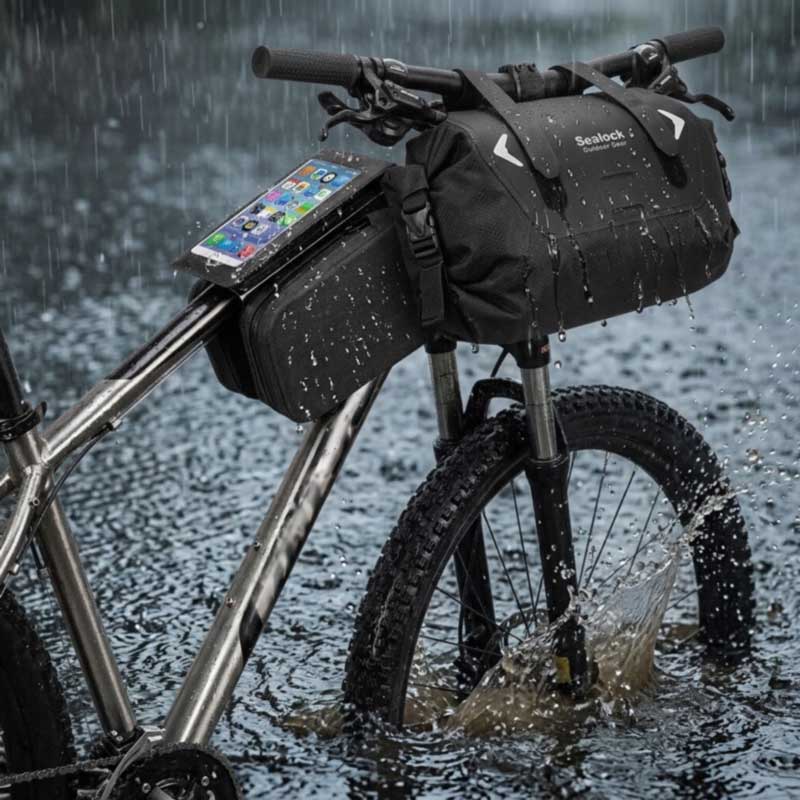 Genți impermeabile pentru biciclete — sudate RF, IPX6 | OEM, MOQ 200